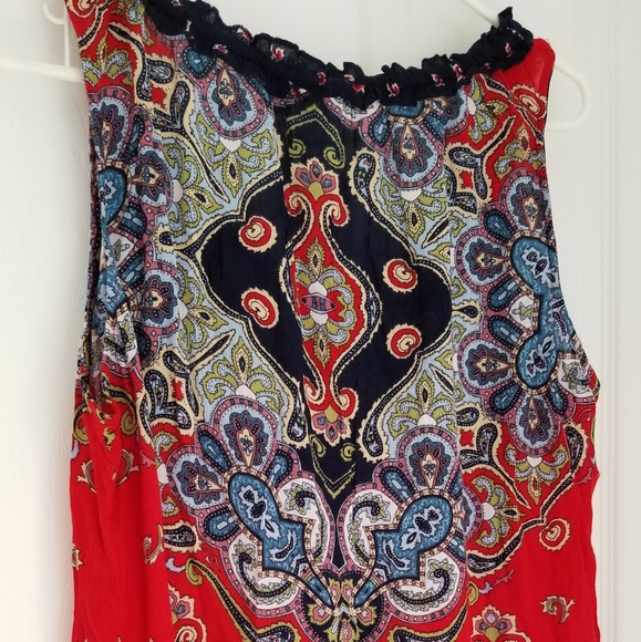 Red & blue paisley sleeveless top - Picture 5 of 8